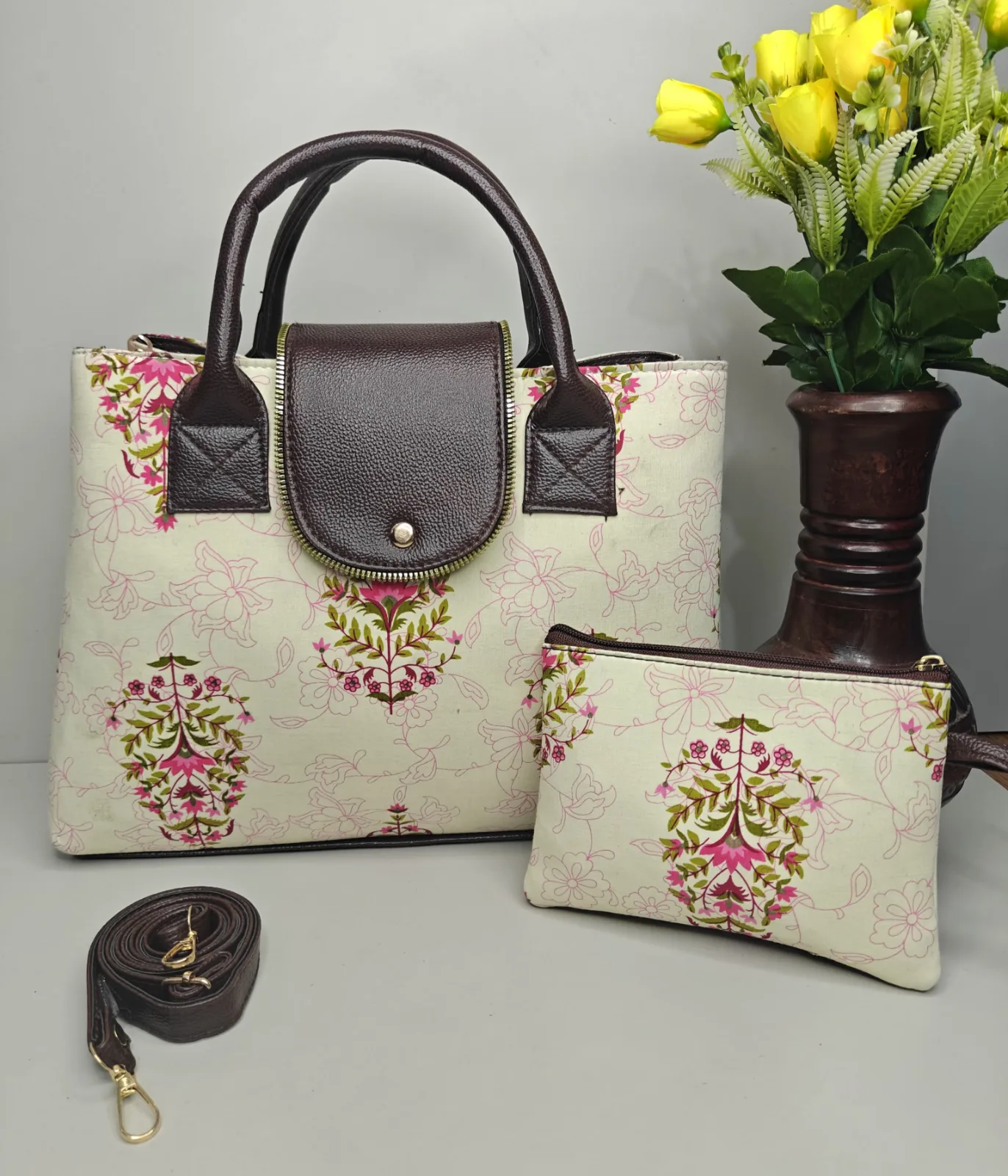 Jaipur Floral Print Handbag Set, photo 1